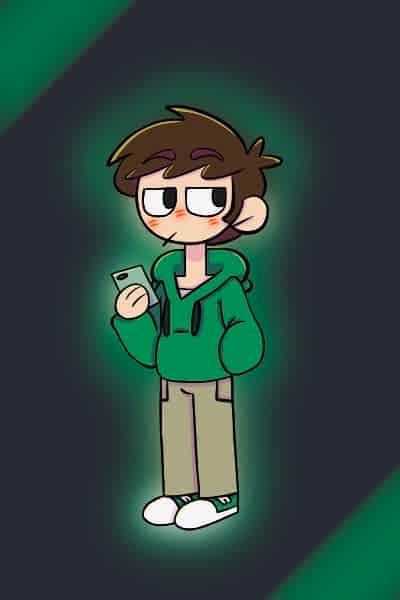 Edd using his phone